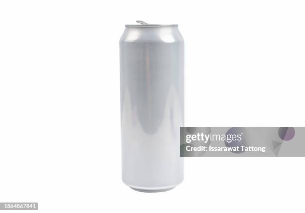 aluminium can. silver beer, soda, lemonade, juice, energy drink mockups. can of cold beverages, isolated on white background - cannette photos et images de collection