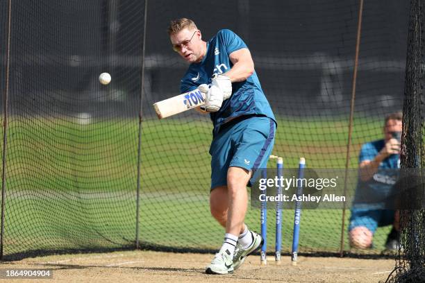 Assistant coach, Andrew Flintoff takes part in a range-hitting competition during an England Net Session ahead of the 4th T20 International at Queens...