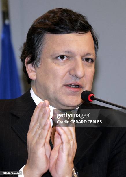 Portuguese Jose Manuel Barroso, chairman of the European Commission gives a press conference on the new EU Commission program "A fresh start for the...