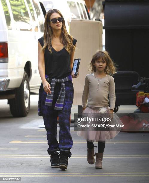 Actress Jessica Alba and Honor Warren are seen on October 31, 2013 in Los Angeles, California.