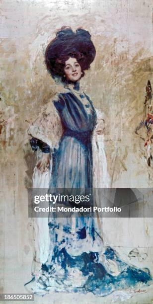 Private collection, Whole artwork view, Full-length portrait of the famous opera singer and film actress.