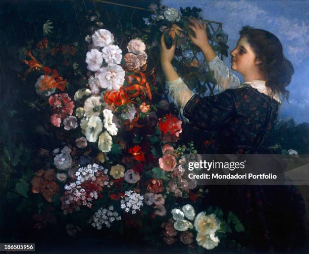 Toledo, Toledo Museum of Art, Whole artwork view, A woman fixes flowers up a pergola.