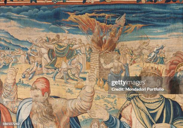 Italy, Lombardy, Milan, Castello Sforzesco, Civic Collections of Applied Art, Detail, In the foreground King Ahab talking to Elijah, In the...