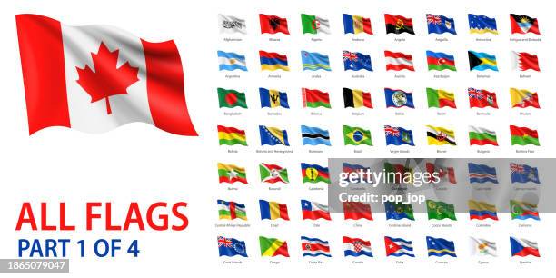 waving flags - vector set. all flags (part 1 of 4) isolated on white background - brunei stock illustrations