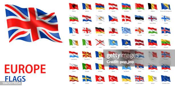 waving flags of europe - vector set. europe flags isolated on white background - poland stock illustrations