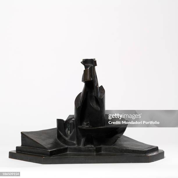 Italy, Lombardy, Milan, Museo del Novecento, Whole artwork view, Sculpture representing the dynamism of a bottle and its interaction with the...