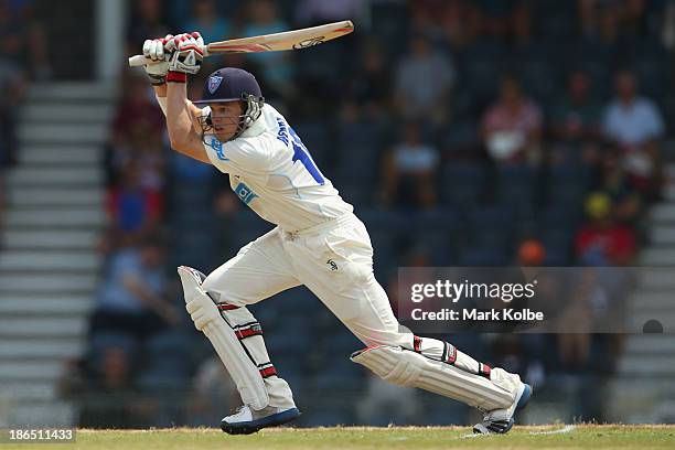 Scott Henry of the Blues bats during day three of the Sheffield Shield match between the New South Wales Blues and the Tasmania Tigers at Blacktown...