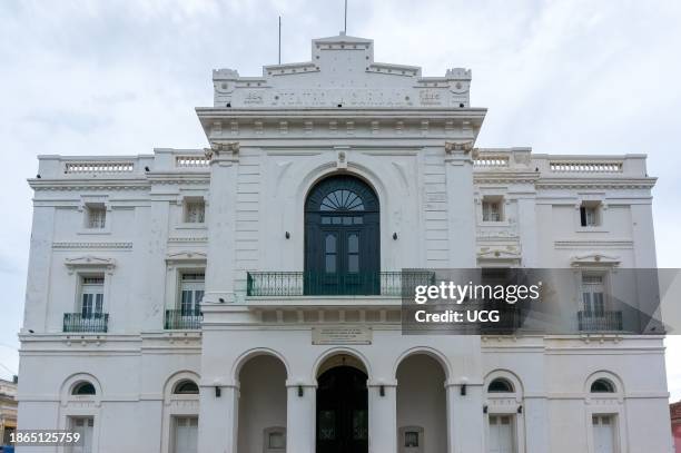 Santa Clara, Cuba, Facade or exterior wall of the Charity Theater or Teatro La Caridad. The colonial building is a Cuban National Monument and a...