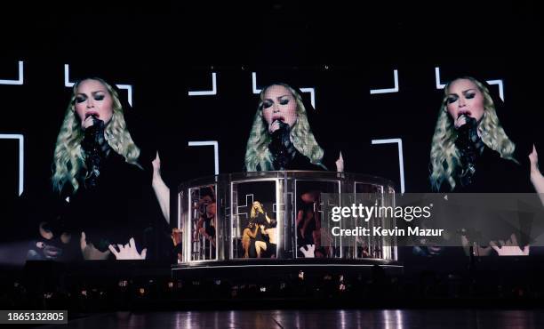 Madonna performs during "The Celebration Tour" at Barclays Center on December 14, 2023 in New York City.