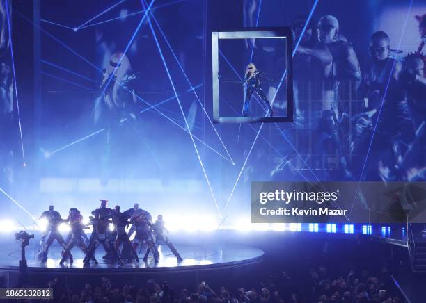 Madonna performs during "The Celebration Tour" at Barclays Center on December 14, 2023 in New York City.