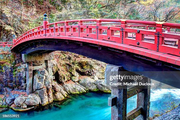 sacred shinkyo red bridge in nikko, japan - 渡月橋 ストックフォトと画像