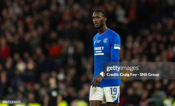 Abdallah Sima in action for Rangers during the Viaplay Cup Final match between Rangers and Aberdeen at Hampden Park, on December 17 in Glasgow,...