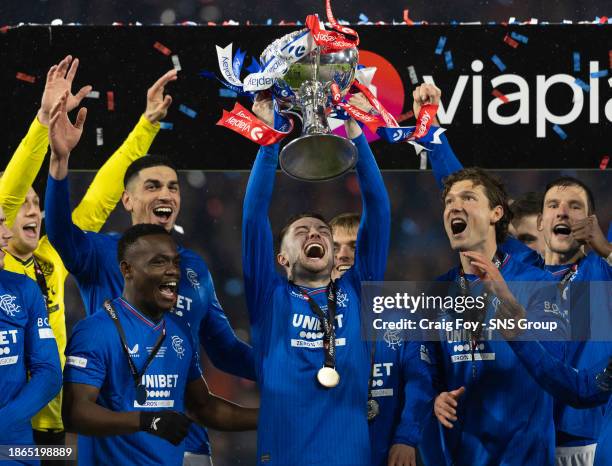 Rangers' Scott Wright after the Viaplay Cup Final match between Rangers and Aberdeen at Hampden Park, on December 17 in Glasgow, Scotland.