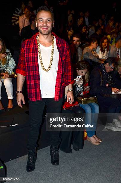 Matheus Massafera attends the Colcci show at Sao Paulo Fashion Week Winter 2014 on October 31, 2013 in Sao Paulo, Brazil.