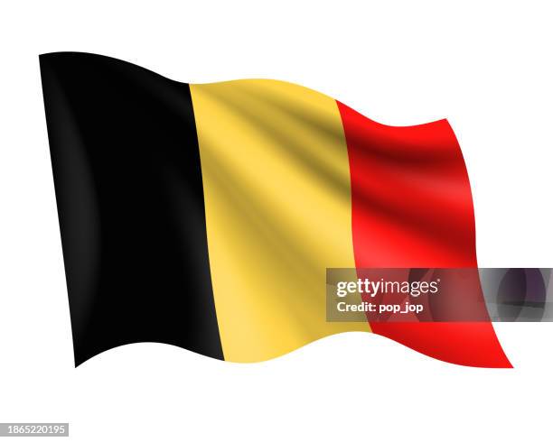 belgium - vector waving realistic flag. flag of belgium isolated on white background - belgium flag stock illustrations