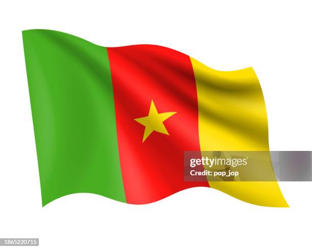 cameroon - vector waving realistic flag. flag of cameroon isolated on white background - cameroon stock illustrations