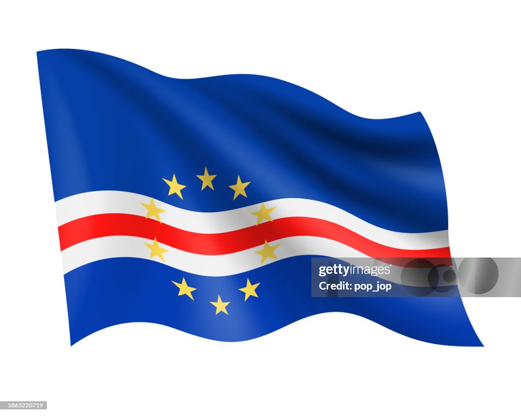 Cape Verde - vector waving realistic flag. Flag of Cape Verde isolated on white background