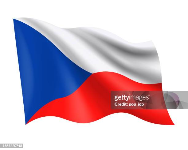 czechia - vector waving realistic flag. flag of czech republic austria isolated on white background - czech republic flag vector stock illustrations