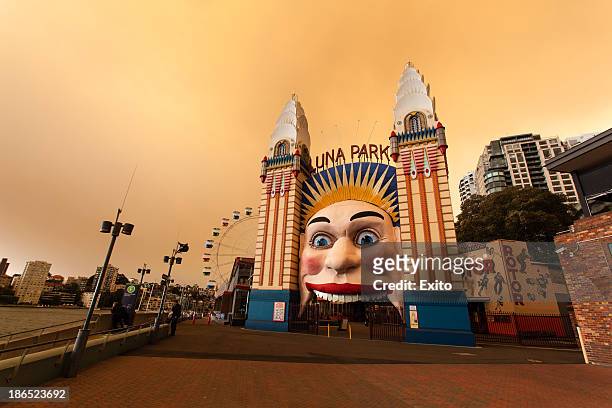 The smoke from the Sydney bushfires above the Luna Park entrance. It was spectacular and worrying at the same time.