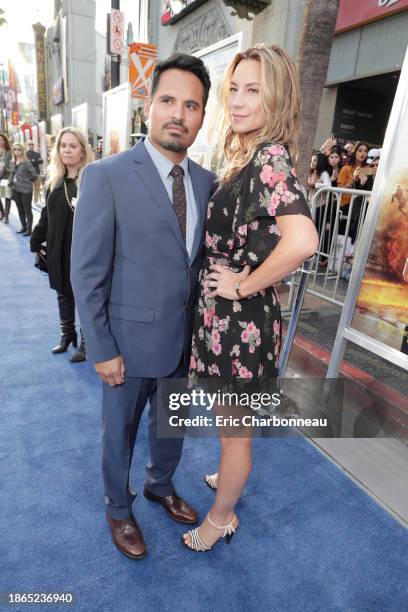 Michael Pena and Brie Shaffer seen at Warner Bros. Pictures Los Angeles Premiere of "CHIPS" at TCL Chinese Theatre on Monday, March 20 in Los Angeles.