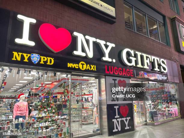 Souvenir Store in Times Square, New York City where tourists can purchase mementos as a reminder of their vacation to New York.