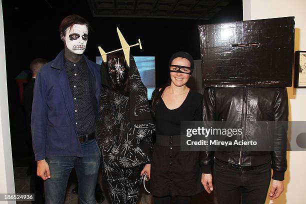 David Longstreth, Teresa Dorothea, Clara Claus and Justin Davis Anderson attend the "Rituals Of Rented Island" Halloween party and preview at The...