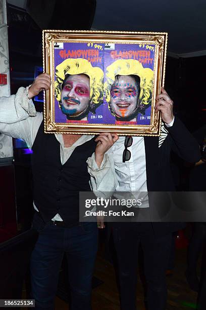 Comedians Sergio Do Vale and Aurelien Wiik attend the 'Glamoween' Party Hosted By The Missionnaires At La Foule Club on October 31, 2013 in Paris,...