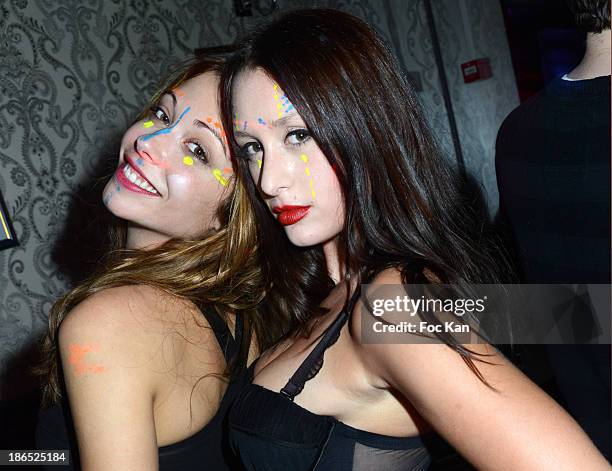 Comedians Dounia Coesens from 'Plus Belle La Vie' and young actress Nea Aliabiev attend the 'Glamoween' Party Hosted By The Missionnaires At La Foule...