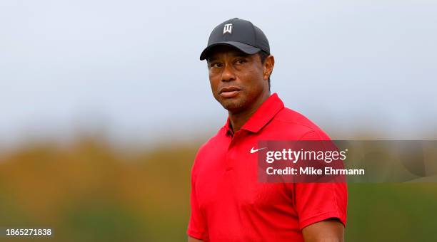 Tiger Woods of the United States during the final round of the PNC Championship at The Ritz-Carlton Golf Club on December 17, 2023 in Orlando,...