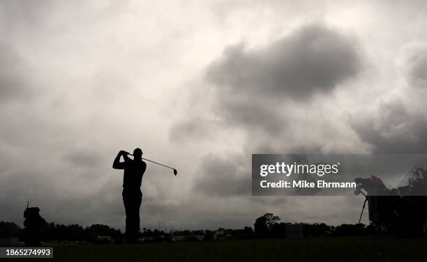 Tiger Woods of the United States during the final round of the PNC Championship at The Ritz-Carlton Golf Club on December 17, 2023 in Orlando,...