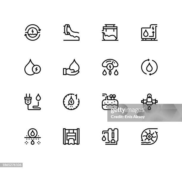 water energy icons - water damage stock illustrations