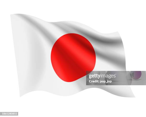 japan - vector waving realistic flag. flag of japan isolated on white background - japanese flag stock illustrations