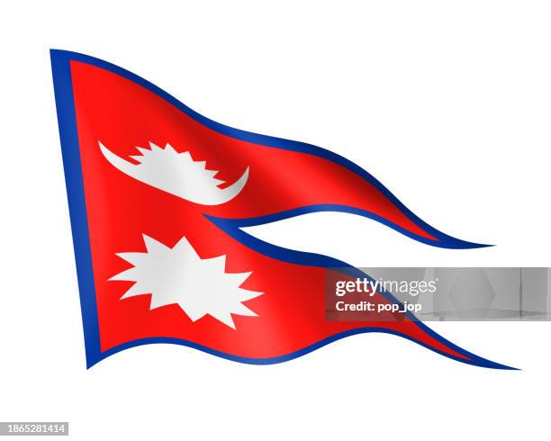 nepal - vector waving realistic flag. flag of nepal isolated on white background - nepal flag stock illustrations
