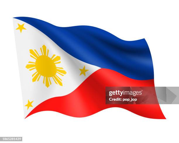 philippines - vector waving realistic flag. flag of philippines isolated on white background - philippine flag stock illustrations