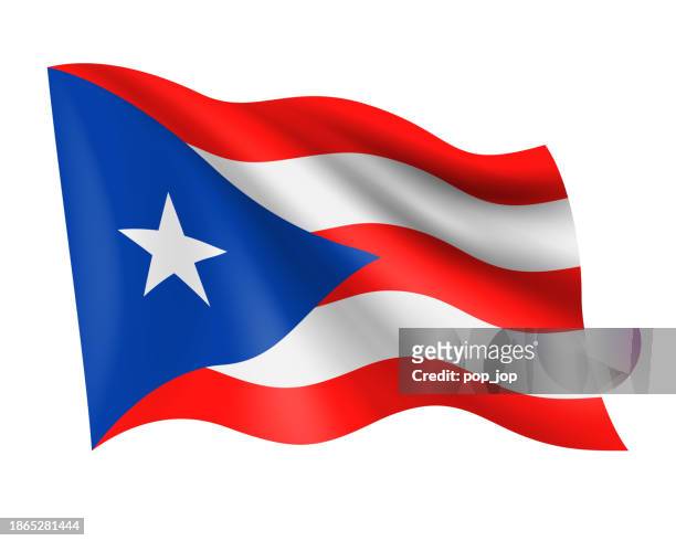 puerto rico - vector waving realistic flag. flag of puerto rico isolated on white background - puerto rico stock illustrations