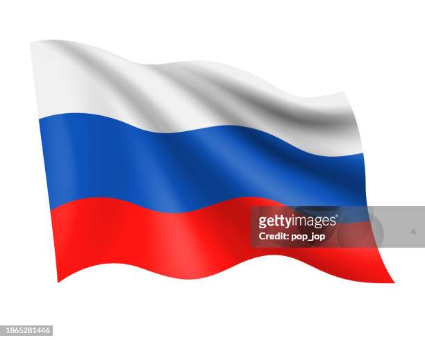 bildbanksillustrationer, clip art samt tecknat material och ikoner med russia - vector waving realistic flag. flag of russia isolated on white background - rysslands flagga
