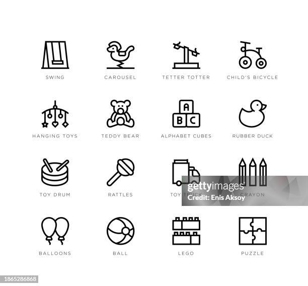 ilustraciones, imágenes clip art, dibujos animados e iconos de stock de iconos de juguetes para bebés - escuela preescolar