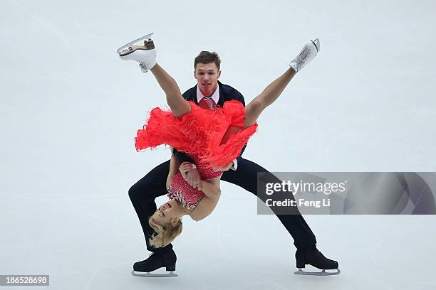 Ekaterina Bobrova and Dmitri Soloviev of Russia skate in the Ice Dancing Short Dance during Lexus Cup of China ISU Grand Prix of Figure Skating 2013...