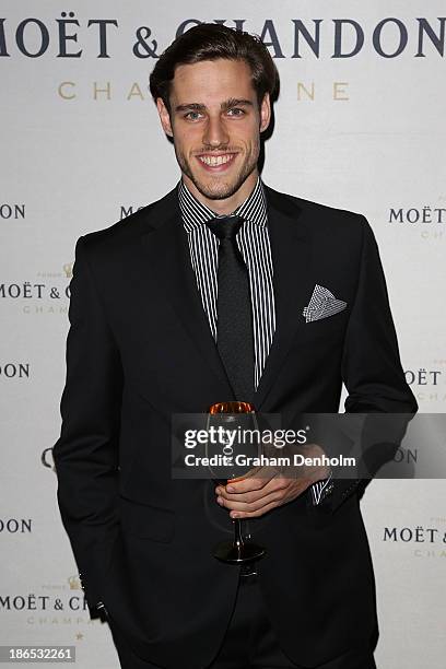 Model Jordan Stenmark poses at the Moet & Chandon Derby Eve party held at The Waiting Room, Crown Towers on November 1, 2013 in Melbourne, Australia.