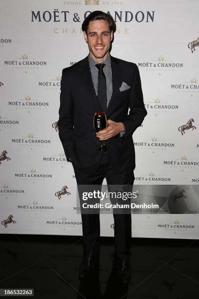 Model Jordan Stenmark poses at the Moet & Chandon Derby Eve party held at The Waiting Room, Crown Towers on November 1, 2013 in Melbourne, Australia.