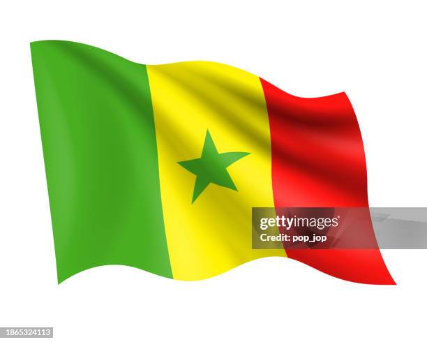 ilustrações, clipart, desenhos animados e ícones de senegal - vetor agitando bandeira realista. bandeira de senegal isolada no fundo branco - senegal