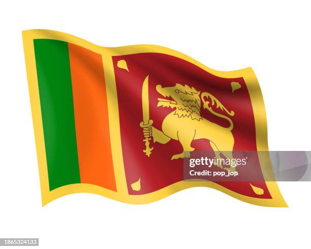 sri lanka - vector waving realistic flag. flag of sri lanka isolated on white background - sri lanka flag stock illustrations