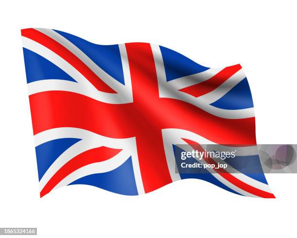 illustrations, cliparts, dessins animés et icônes de royaume-uni - vecteur agitant un drapeau réaliste. drapeau de la grande-bretagne isolé sur fond blanc - drapeau du royaume uni