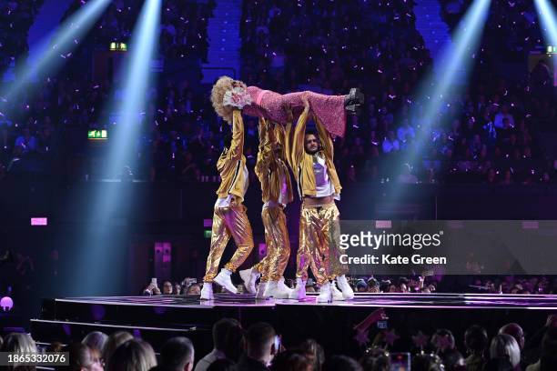 Baga Chipz, Kitty Scott Klaus, Cara Melle, Cheryl Hole and Tayce perform during The National Lottery's Big Bash to celebrate 2023 at OVO Arena...