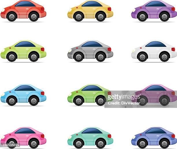 ilustraciones, imágenes clip art, dibujos animados e iconos de stock de conjunto de iconos de coche - coche pequeño