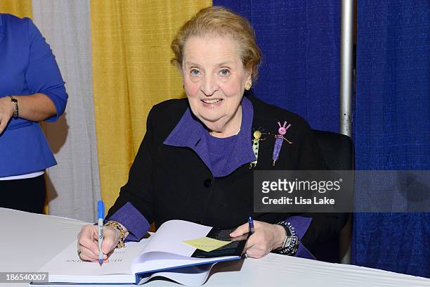 Former Secretary of State Madeleine Albright signs books at the Pennsylvania Conference For Women 2013 at Philadelphia Convention Center on November...