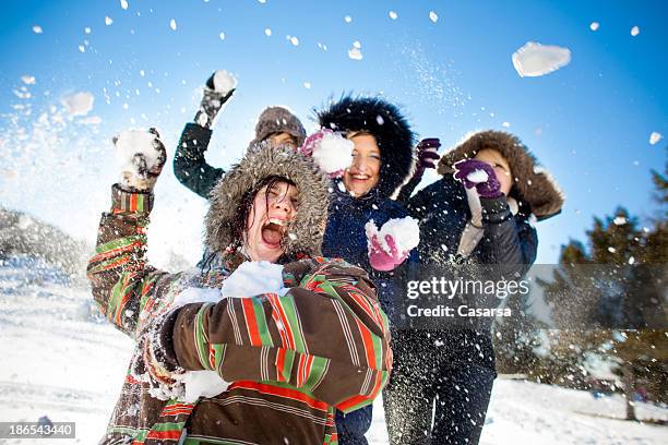 Stuff In Snow 2,076 Winter Snowball Fight Stock Photos, High-Res Pictures, and Images ...