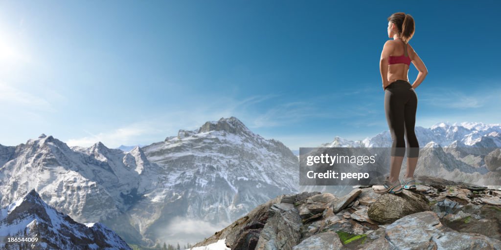 Woman looking at mountains