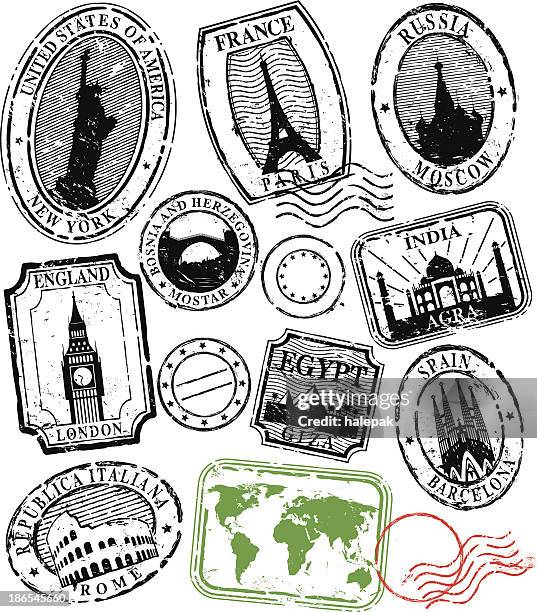 ilustraciones, imágenes clip art, dibujos animados e iconos de stock de sellos de viajes - mapa barcelona