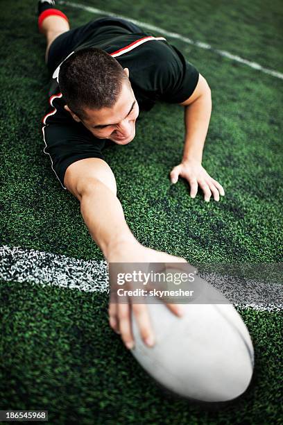 rugby-spieler. - touchdown stock-fotos und bilder